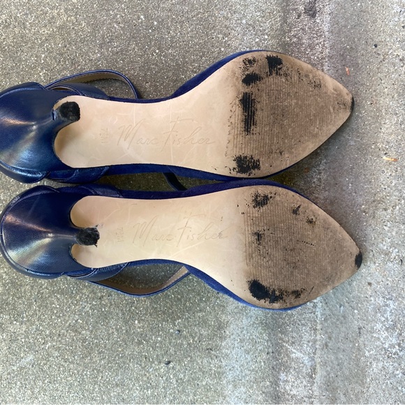 Marc Fisher Navy Blue Faux Suede/Leather Heels - Picture 5 of 5